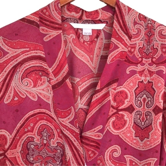 Victoria’s Secret Floral Paisley Print Long Sleeve Semi Sheer Belted‎ Rope - Picture 4 of 12